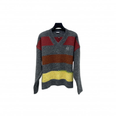 LOEWE STRIPED V-NECK KNIT SWEATER LOEWE STRIPED V-NECK KNIT SWEATER